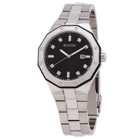 NWT Authentic Bulova Men's Marine Star Diamond Accented Stainless Steel Bracelet - Picture 1 of 3